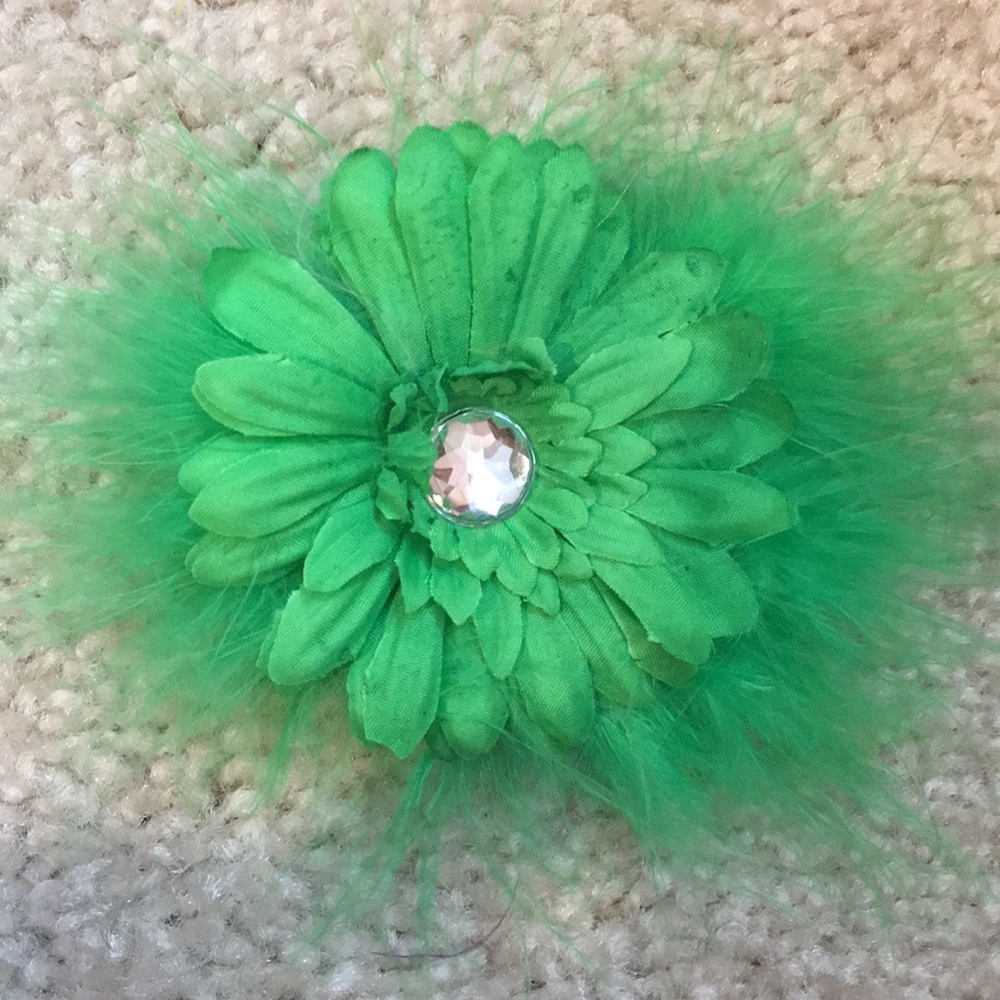 5 green hair clips